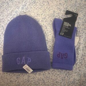 GAP Lavender Knit Beanie and Sock Set